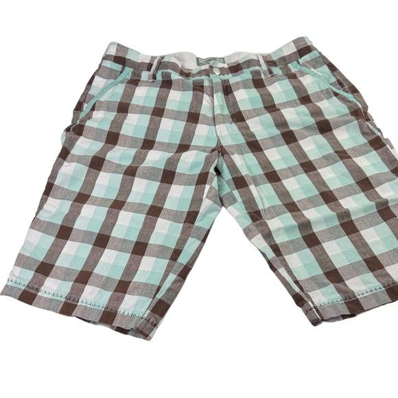 Horny Toad Women's Brown & Blue Check Shorts - Picture 1 of 10